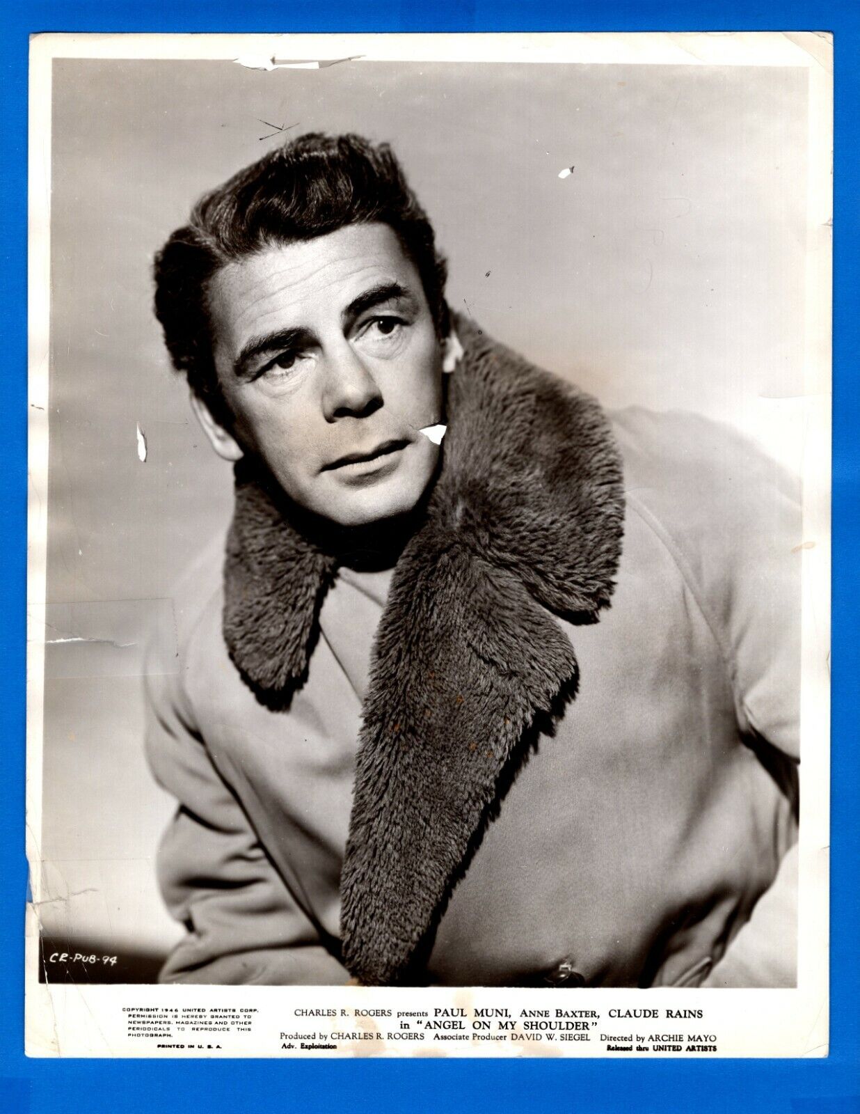 PAUL MUNI Actor Vintage 8x10 Promo News Press Photo Poster painting 1946 ANGEL ON MY SHOULDER