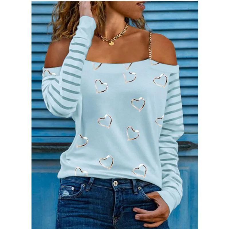 Heart Pattern Chain Shoulder Strap Top