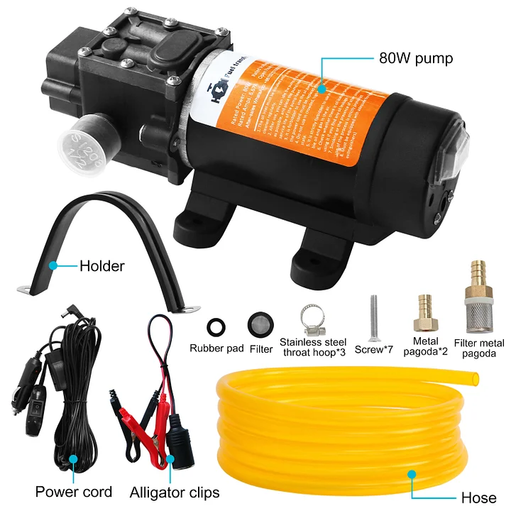12V Fuel Transfer Pump Set, Electric Fuel Pump Complete Kit Upgraded Carrying Case, Moves Up To 30 Gallons Of Gas Or Diesel Per Hour, Great For Vehicles, Boats, Gasoline, Diesel
