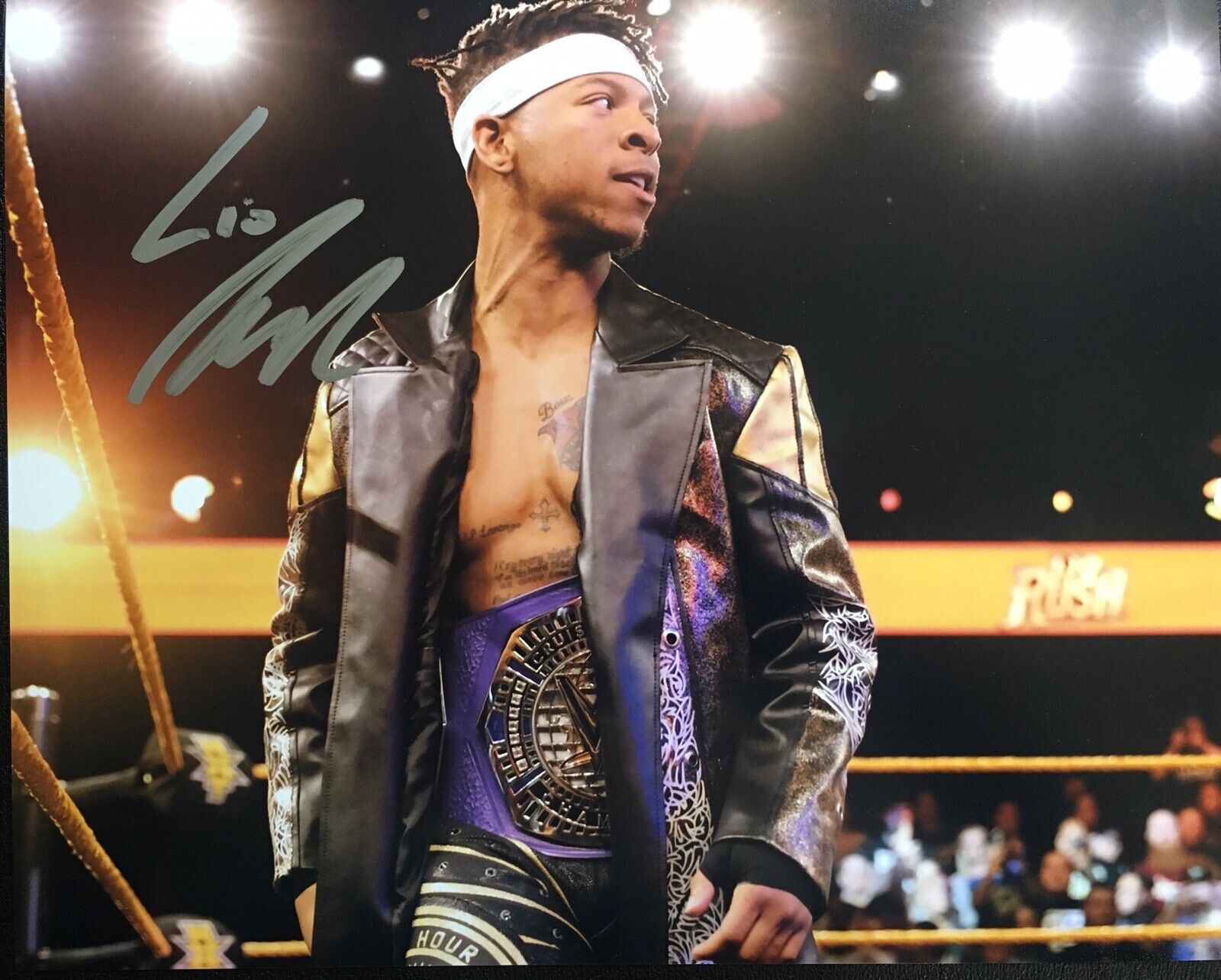 AEW Lio Rush Signed 8x10 Photo Poster painting Wrestlemania Takeover 205 Live ALL ELITE