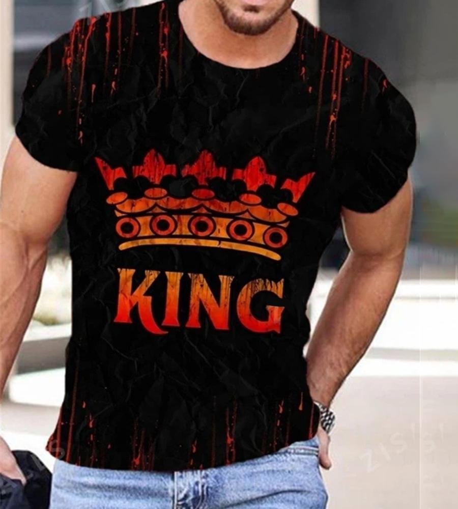 Men King Print Casual T-shirts