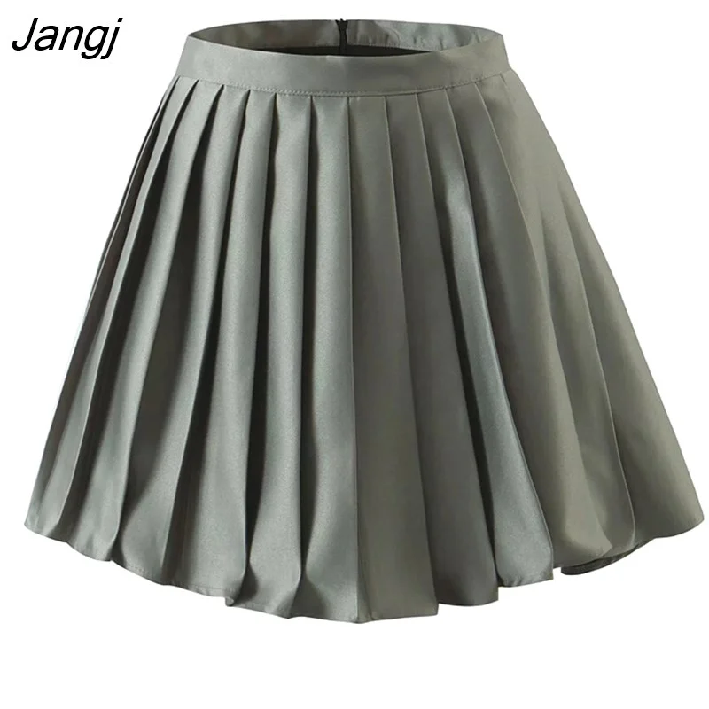 Jangj Women Satin Pleated Mini Skirt