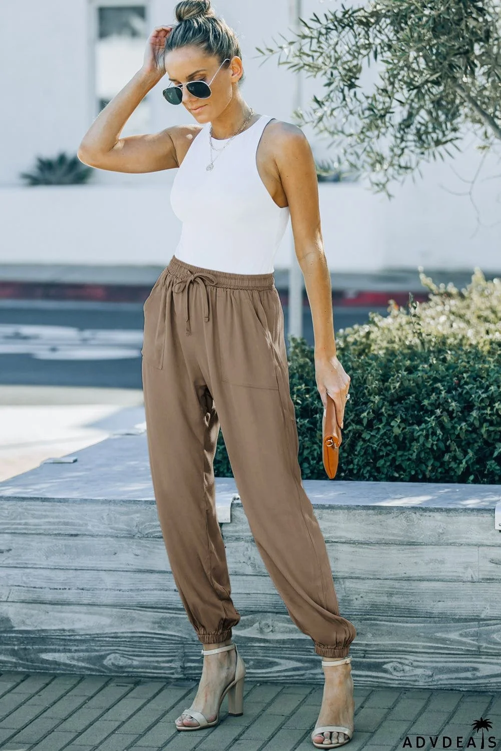 Drawstring Waist Joggers with Pockets
