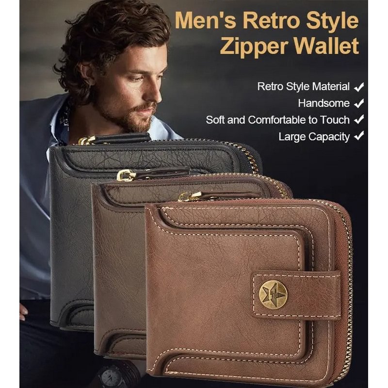 Men's New Short Fashion Multi-card Horizontal Zipper Wallet