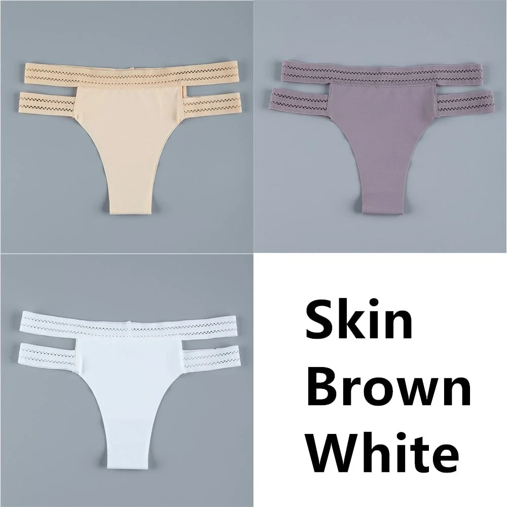 3Pcs Sexy Thongs Panties Women G-String Female Underpants Seamless Comfortable Intimate Underwear Female Low-Rise Thong Lingerie