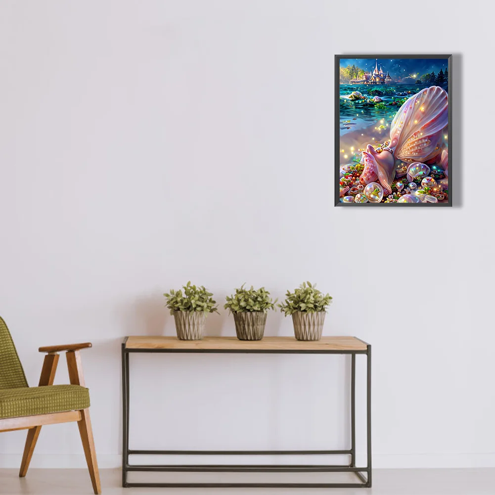 5D DIY Full Square Drill Diamond Painting Beach Shell Kit Home Decor Art Craft