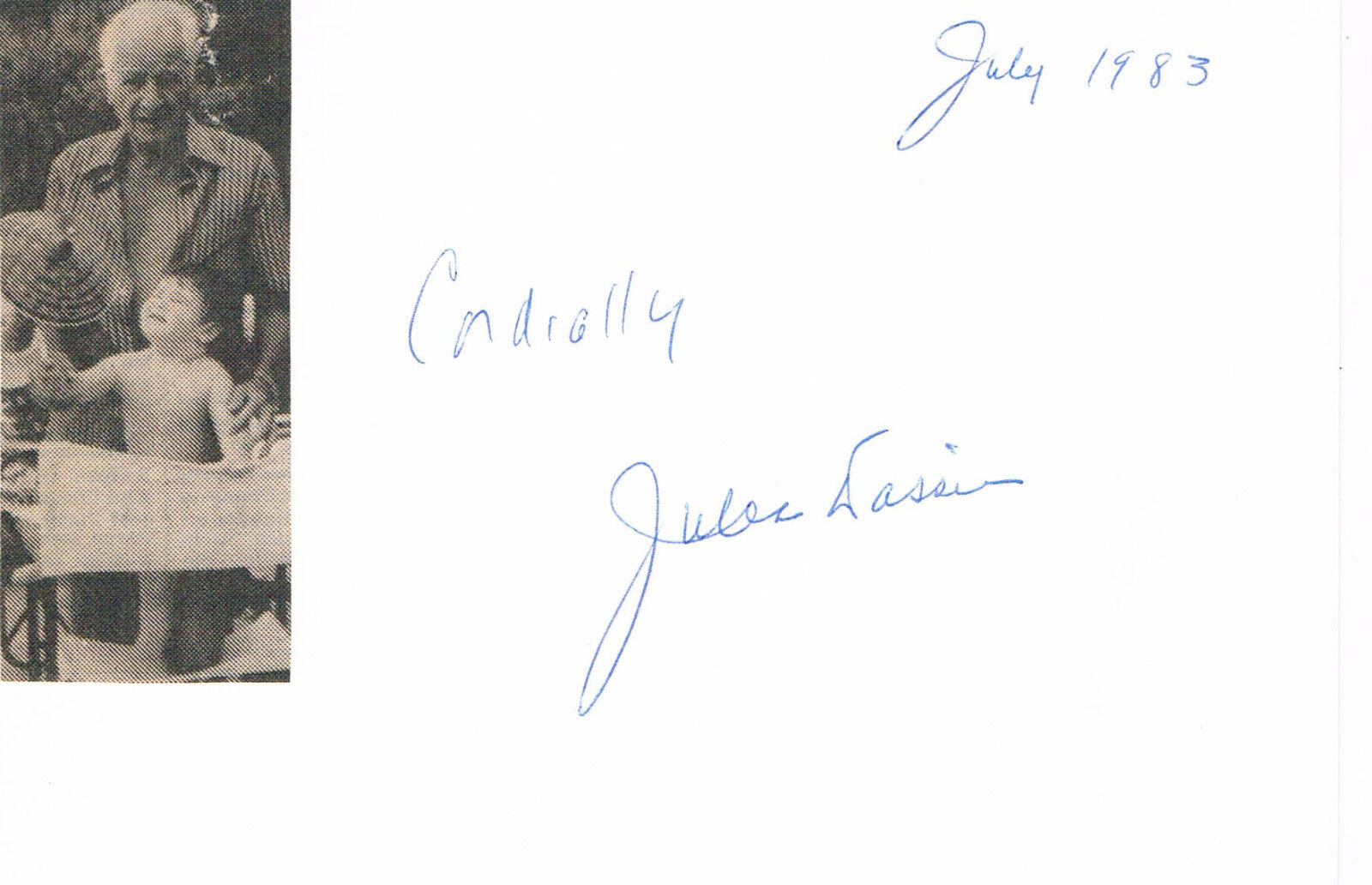 Jules Dassin 1911-2008 autograph 4x6