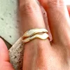 Bague en &eacute;mail &agrave; double couche de vague