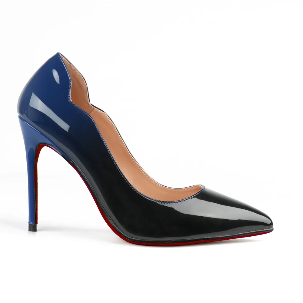 100mm Women's Party Wedding Heels Gradient Color Patent Red Soles Pumps-vocosishoes