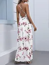 Floral Printed Plunging Condole Belt Maxi Dress