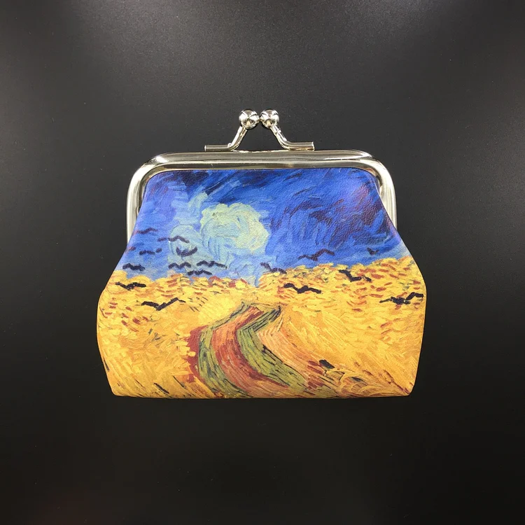 Women's Art Oil Painting Creative Key Bag Buckle Coin Purse