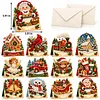 12Pcs DIY Pearl Diamond Painting Christmas Cards, 3D Greeting Card Craft Kits with Resin Pearls, Handmade Holiday Cards for Adults, Christmas Gifts & Decorations