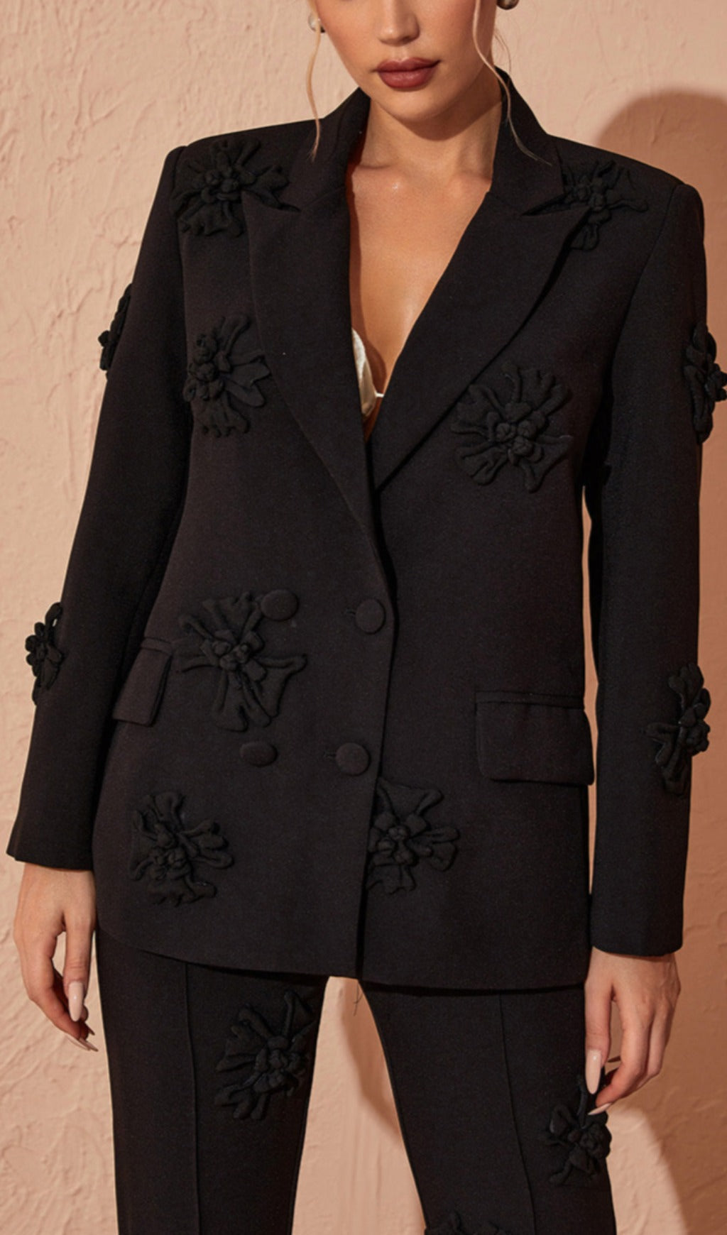 Acedia Black Three Dimensional Floral Suit