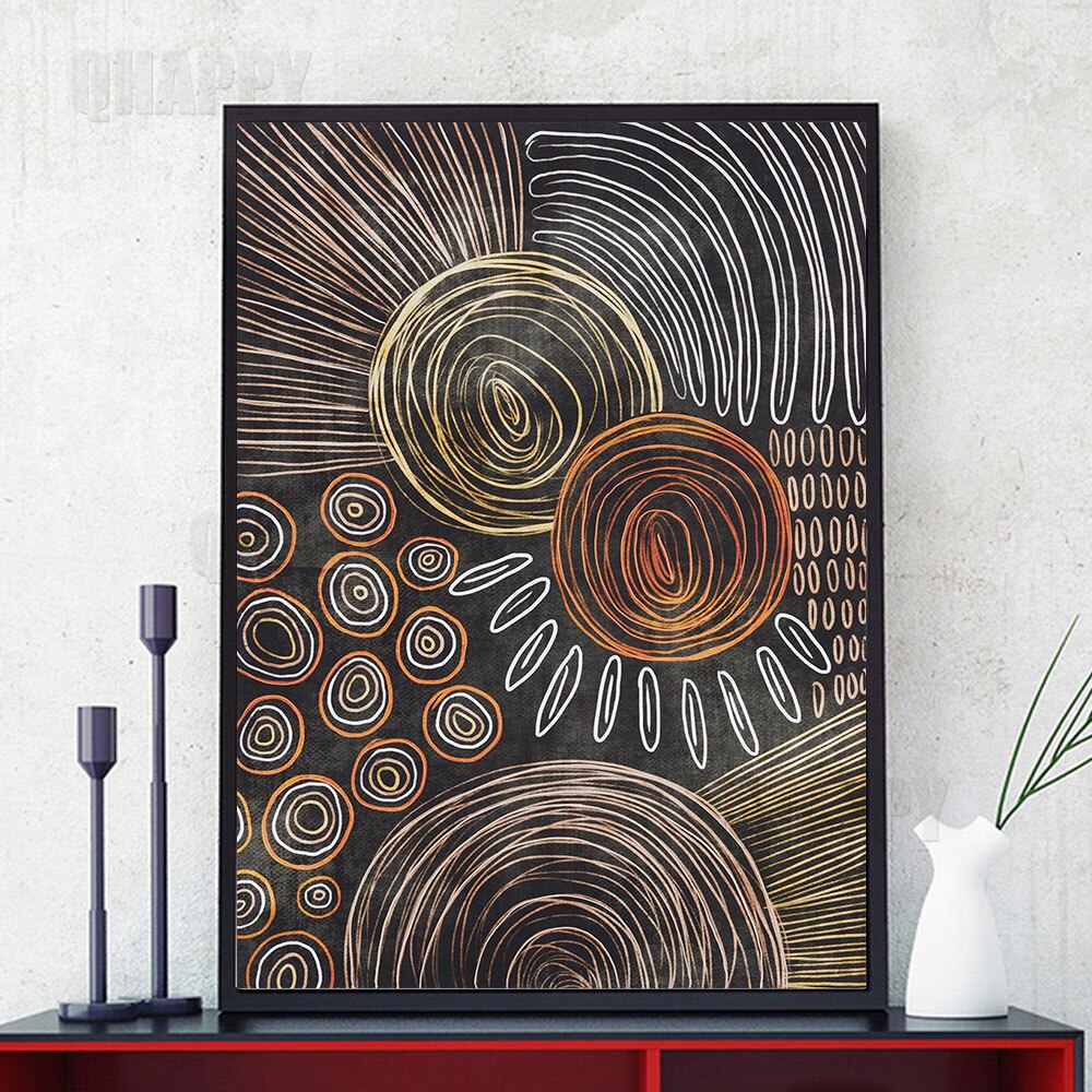 Abstract Circle Fireworks Poster Colour Chalk Drawing Wall Art Canvas Painting Nordic Modern Picture  For LivingroomHome Decor