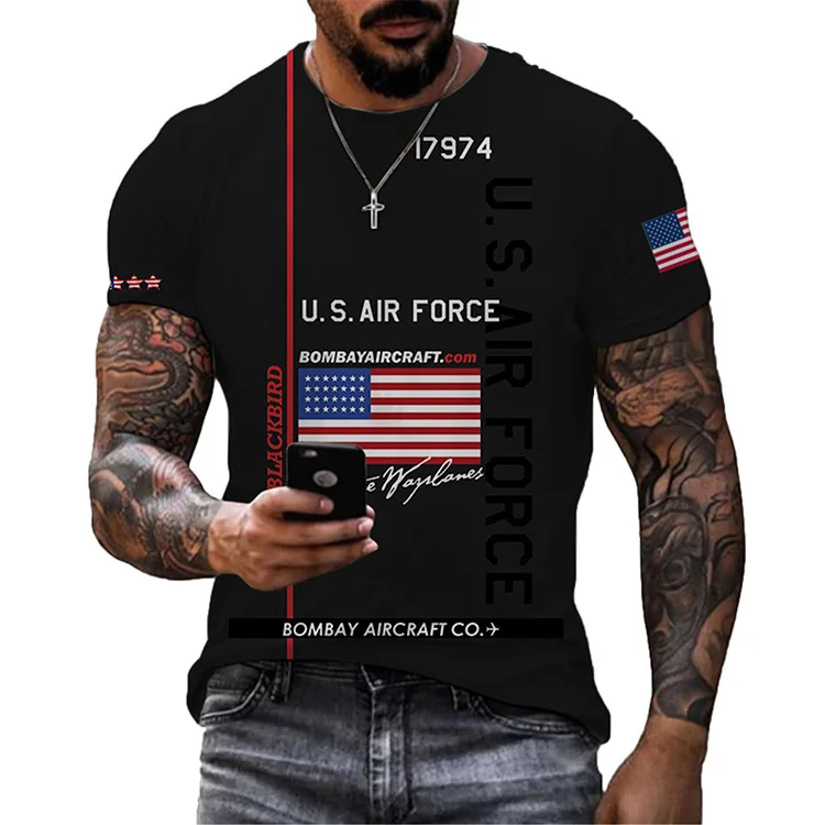 Men's Casual Round Neck Short Sleeve Pullover Slim Fit Digital Print Men's T-Shirt