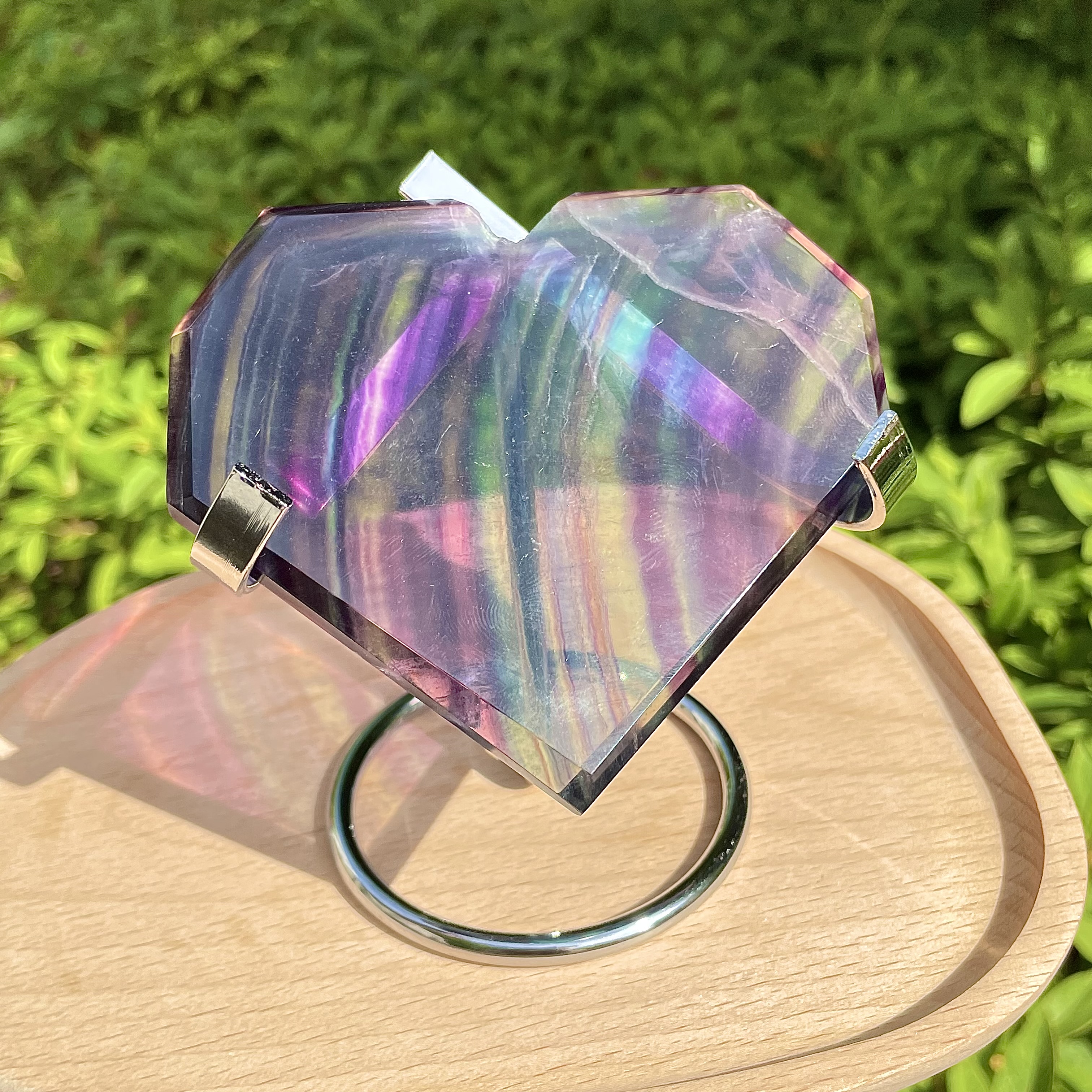 Fluorite Faceted Heart 1set