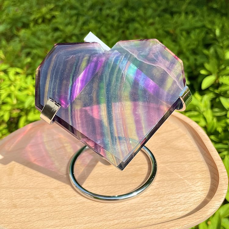 Fluorite Faceted Heart 1set