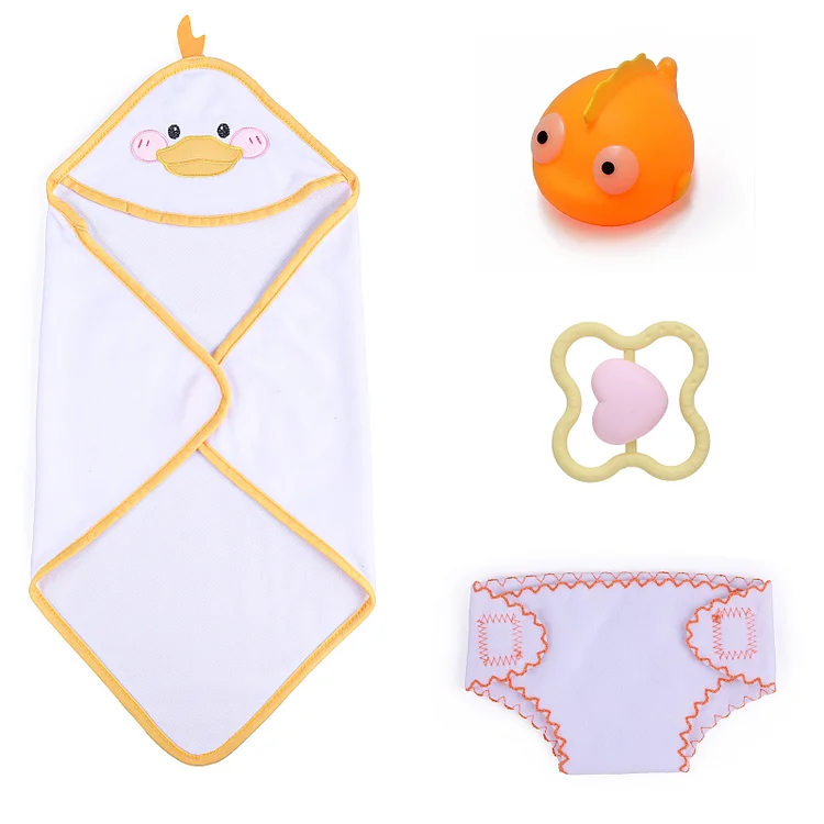 12" - 16" Yellow Duck 4 Pcs Reborn Baby Doll Wrap Accessories Set：Realistic Reborn Baby Dolls By Rsgdolls®