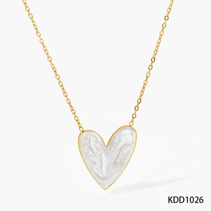 316 Stainless Steel  16K Gold Plated White Gold Plated Gold Plated Minimalist Classic Style Heart Shape Earrings Necklace