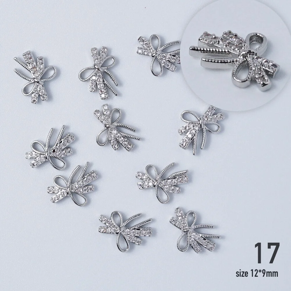 Nail jewelry 3D Alloy high quality zircon Butterfly Flower crystal Pearl Metal Manicure Nails DIY Accessories Nail Decor