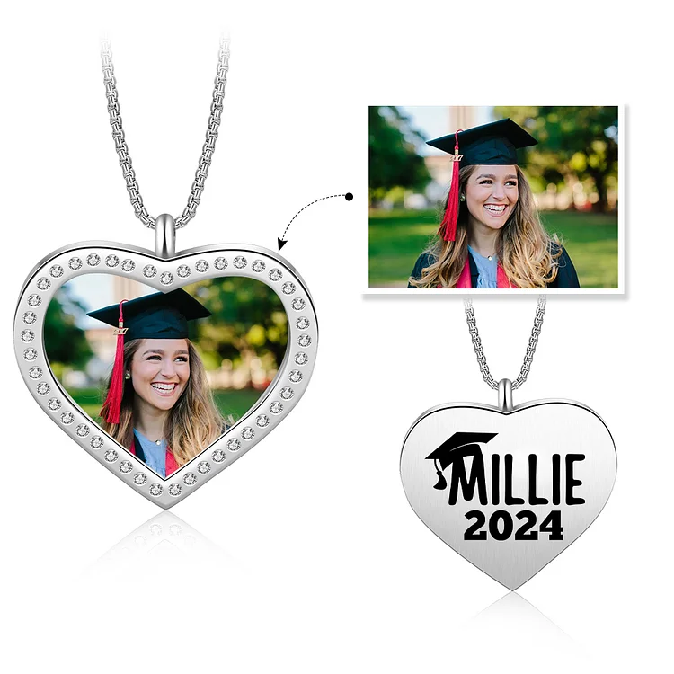 2024 Graduation Gift-Personalized Love Necklace Customized Photo and Name Necklace Gift for Her/Him