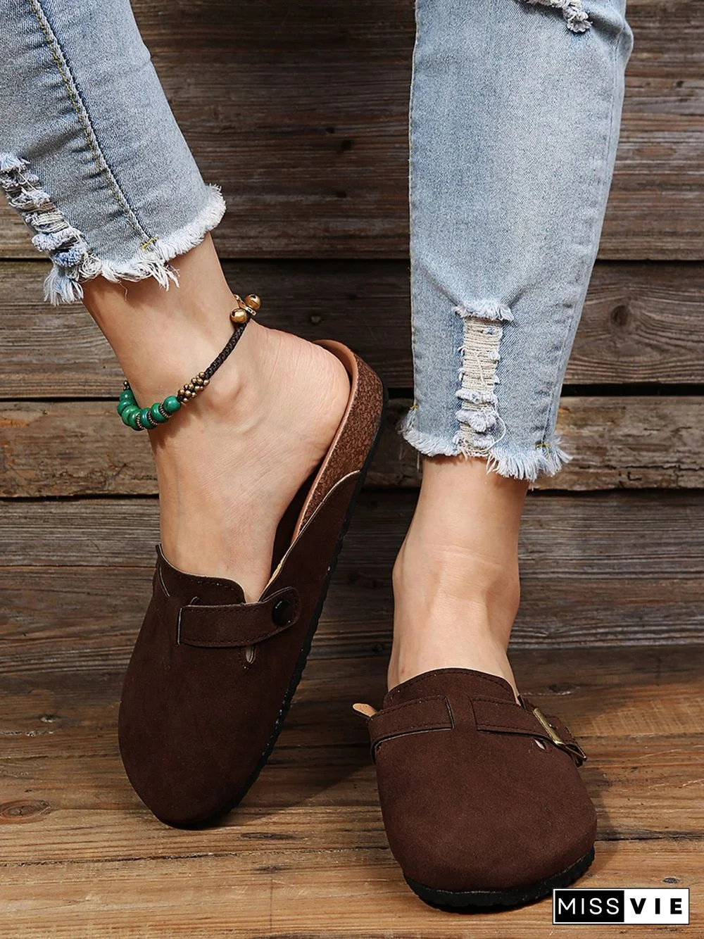 Solid Color Vintage Casual Mules