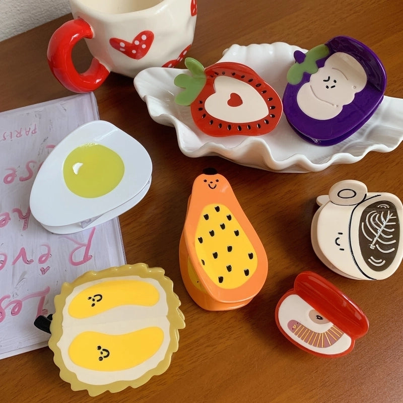 Cute Women’s 1605 Coffee Fruit Strawberry Acetic Acid Sheets Hair Claws