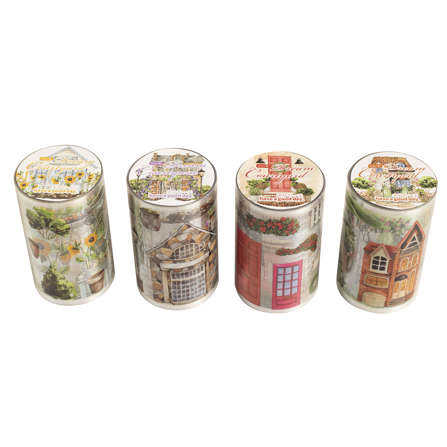 Journalsay 65mm*200cm Dream Courtyard Series Vintage Plant Flower Landscaping PET Tape 