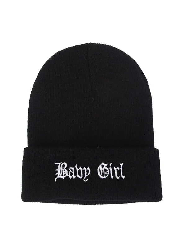 Hip-pop Style BABY GIRL Embroidered Knitted Cuffed Beanie-mysite