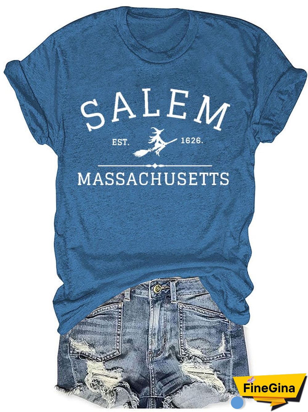 Women's Casual Salem Massachusetts Printed Short Sleeve T-Shirt
