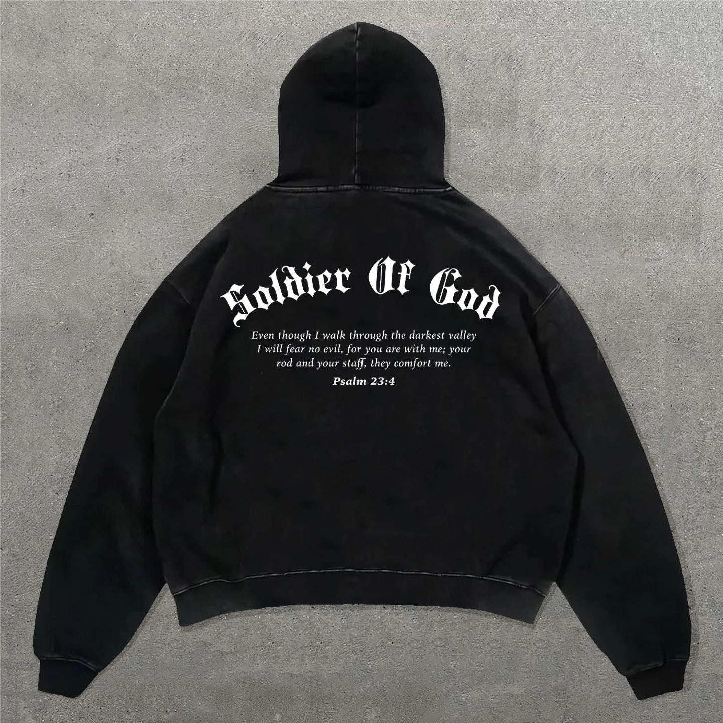 Soldier Of God Print Long Sleeve Hoodies