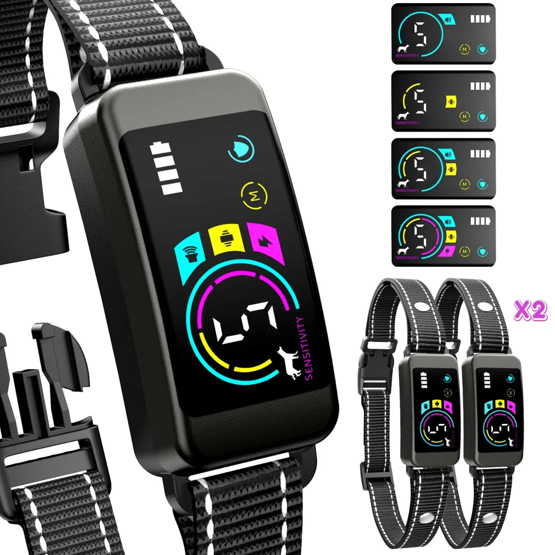 BEBANG 2-Pack Bark Collar for Small Medium Large Dogs, 5 Adjustable Sensitivity, Anti Barking Device for Dogs Cats