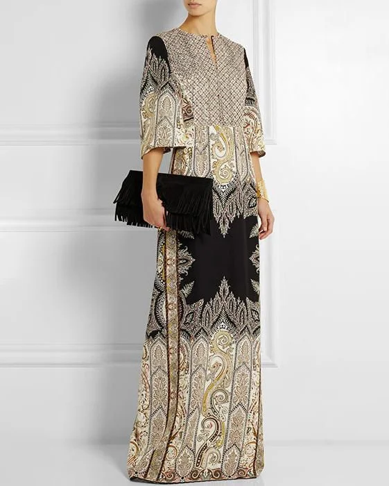 Ladies elegant printed kaftan dress