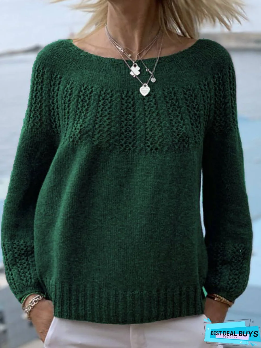 Dark Grey Knitted Casual Outerwear