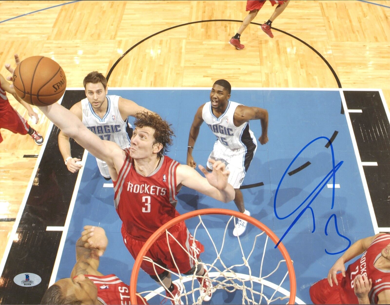 Omer Asik Signed Rockets Basketball 11x14 Photo Poster painting BAS Beckett COA Picture Auto'd 3