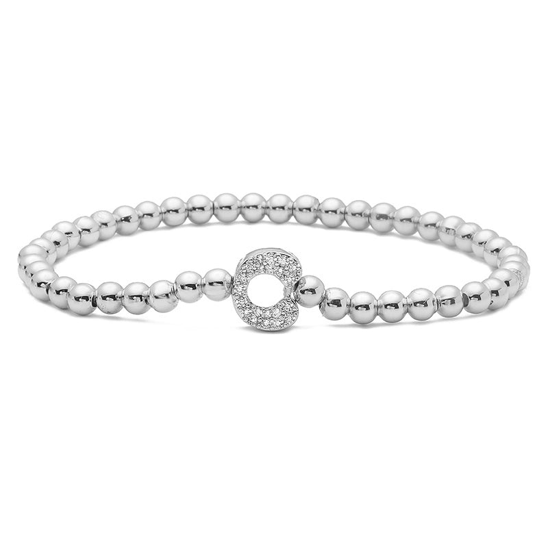 Vintage Style Minimalist Classic Style Letter Copper Zircon 18K Gold Plated Inlay Bracelets