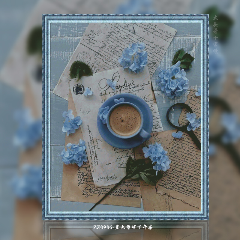 [ZZ0986-Blue Hydrangea Afternoon Tea]  Painting Fairy Cross Stitch