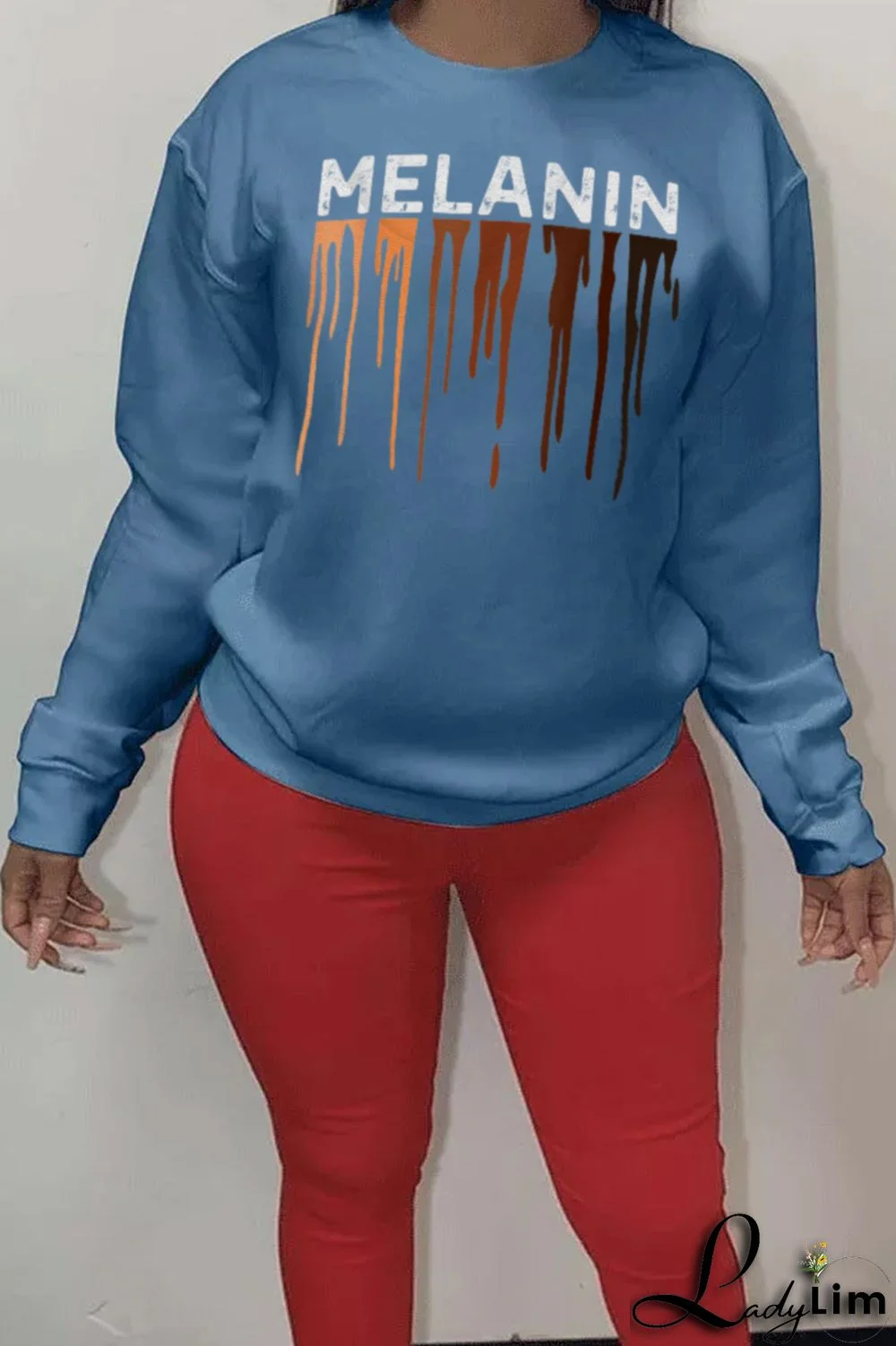 Blue Fashion Casual Print Tassel Letter O Neck Tops