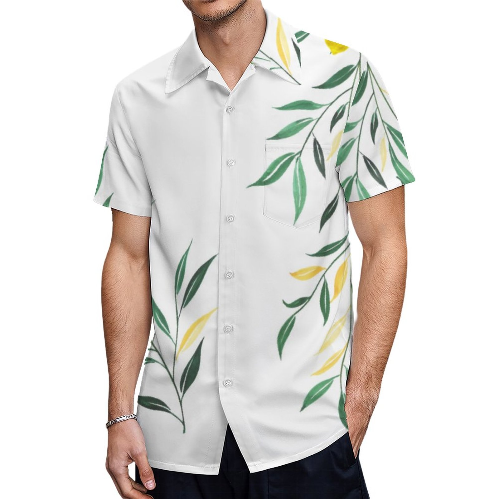 Summer Lemons Figure Flattering Hawaiian Shirt Mens Button Down Plus Size Tropical Hawaii Beach Shirts