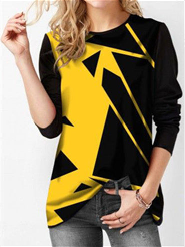 Women Long Sleeve V-neck Graphic Floral Printed Top