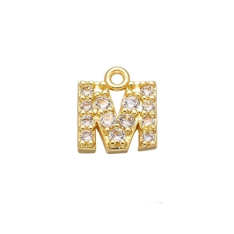 1 Piece 925 Sterling Silver Zircon 22K Gold Plated Rhodium Plated Letter Pendant Charms
