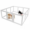 [US Local Warehouse] 12-Panel Clear Acrylic Indoor Dog Playpen 23.6 Inch-H Whelping Crate Kennel Cage Enclosure with Door Easy Assemble Pet Fence Transparent Pet Pen for Small Animals Bunny Rabbit Ferret