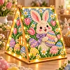 DIY Wooden Diamond Painting Pearl Tent House with Lights, Holiday Tabletop Art Craft Kit with String Lights, Christmas Home Decor Gift