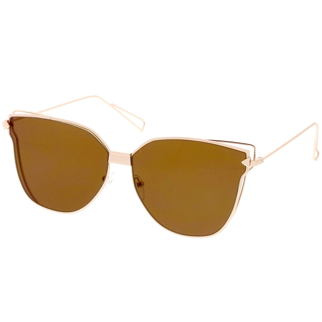 Oversize Cat Eye glasses With Tinted Flat Lens And Wire Arms 59mm