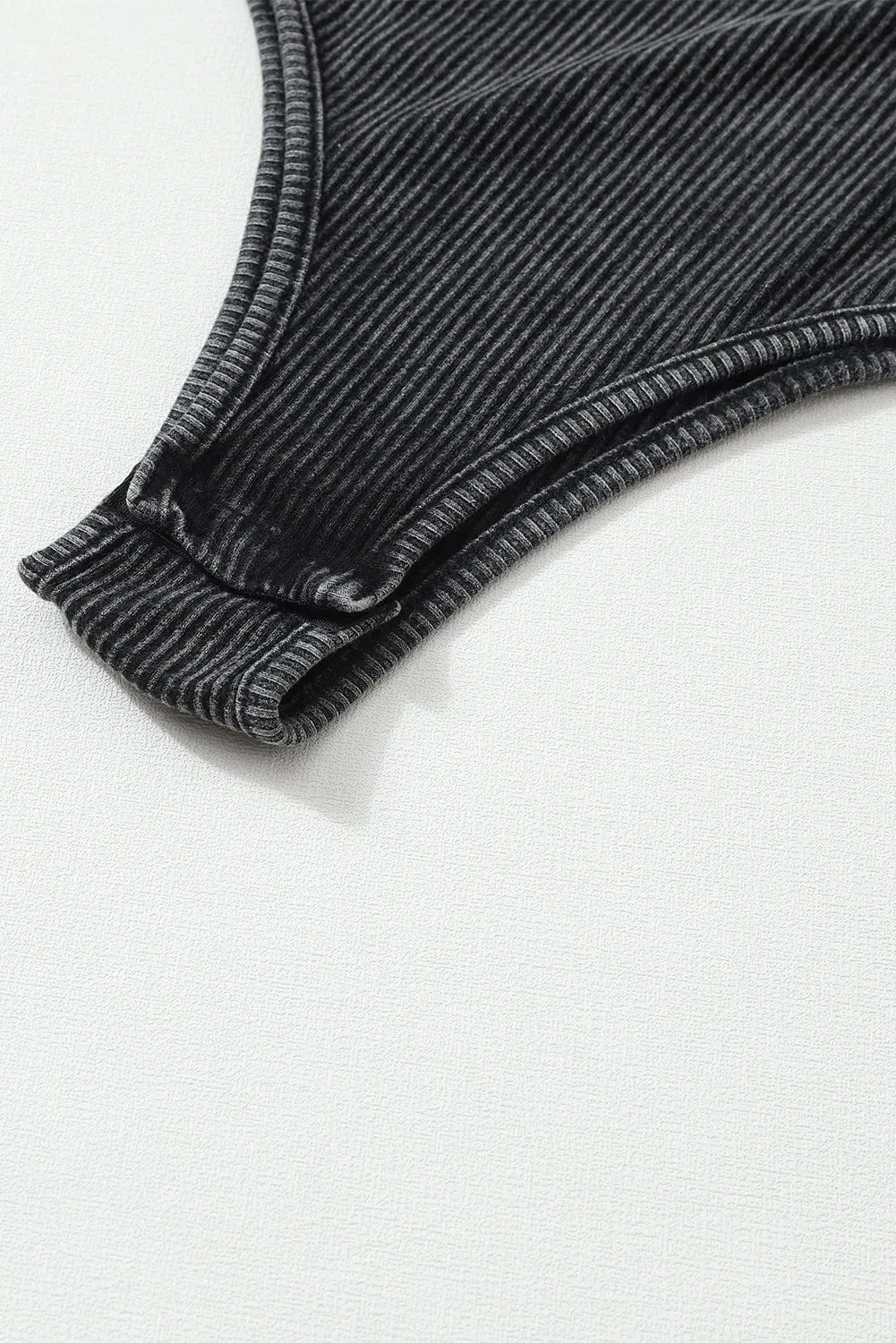 Casual Ribbed Knit Henley Top
