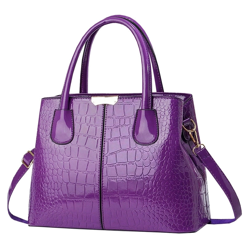 Women’s Large Pu Leather Solid Color Elegant Basic Square Zipper Shoulder Bag Handbag Crossbody Bag