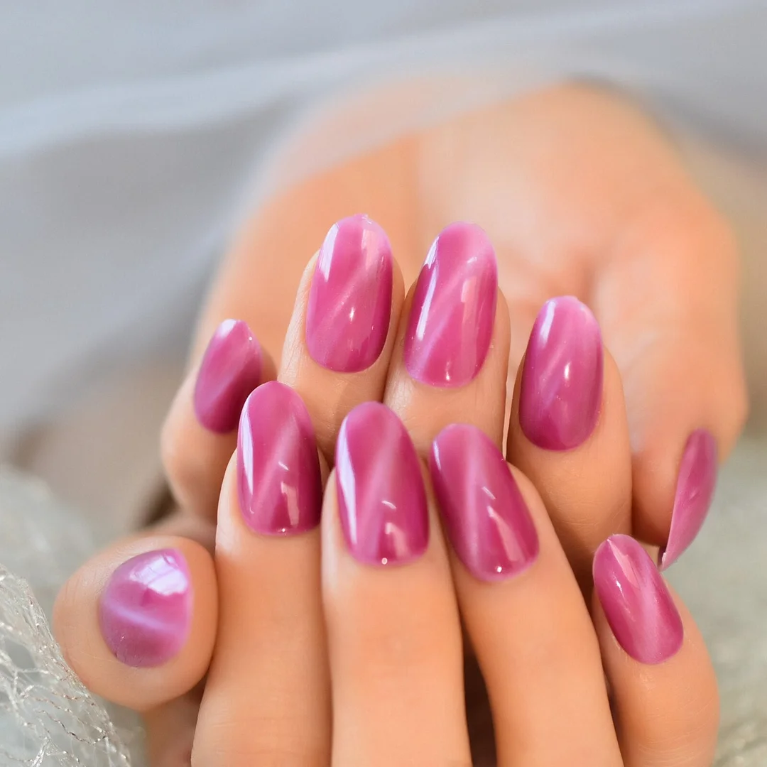 Ancient Blue Ballerina Fake Nails Hand Made Extra Long Tapered Cat Eye Pattern Hand painted Thick Galaxry Press On Nail 20 CT-Nail Inspo