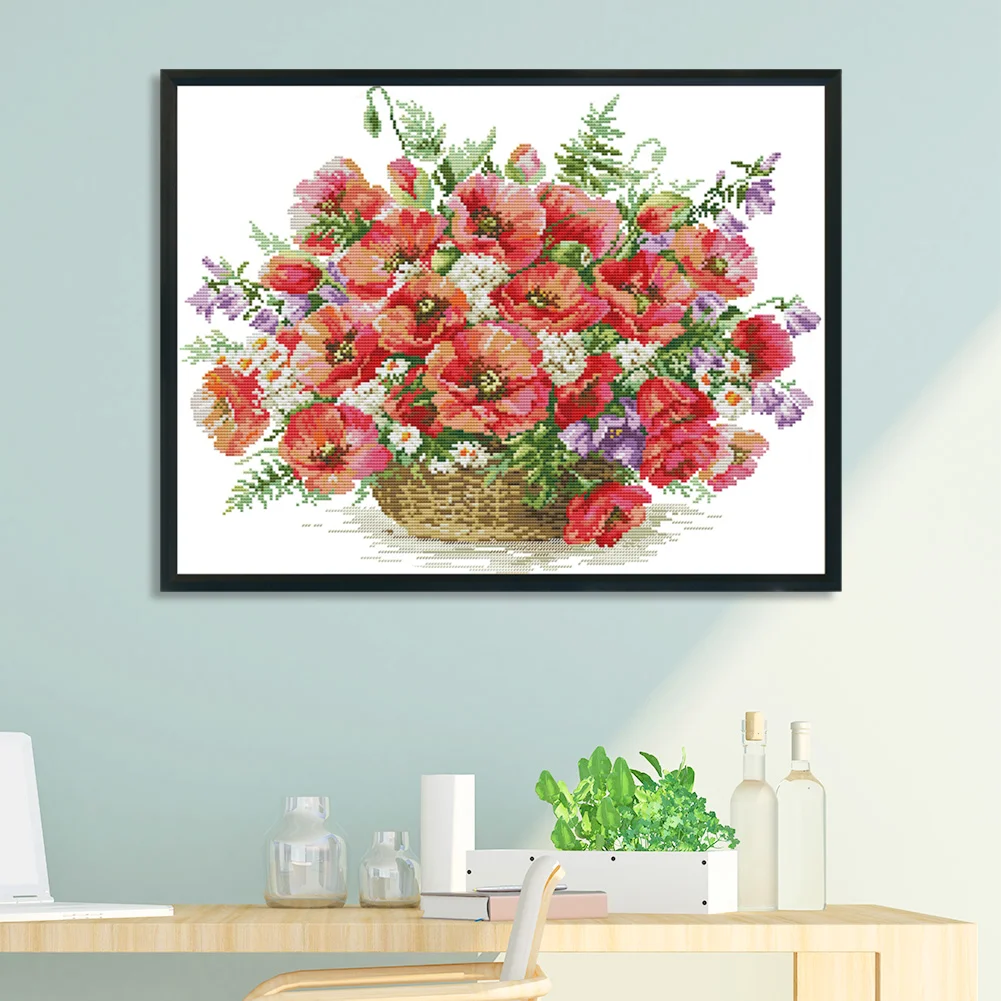 14CT Stamped Cross Stitch - Basket(Canvas|48*37CM)