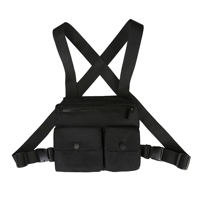 Men Waist Bag Hip-hop Chest Rig Bag For Men Tactical Vest Pack Male Abdomon Bags Canvas Fanny Pack Chest Purse Streetwear Kanye