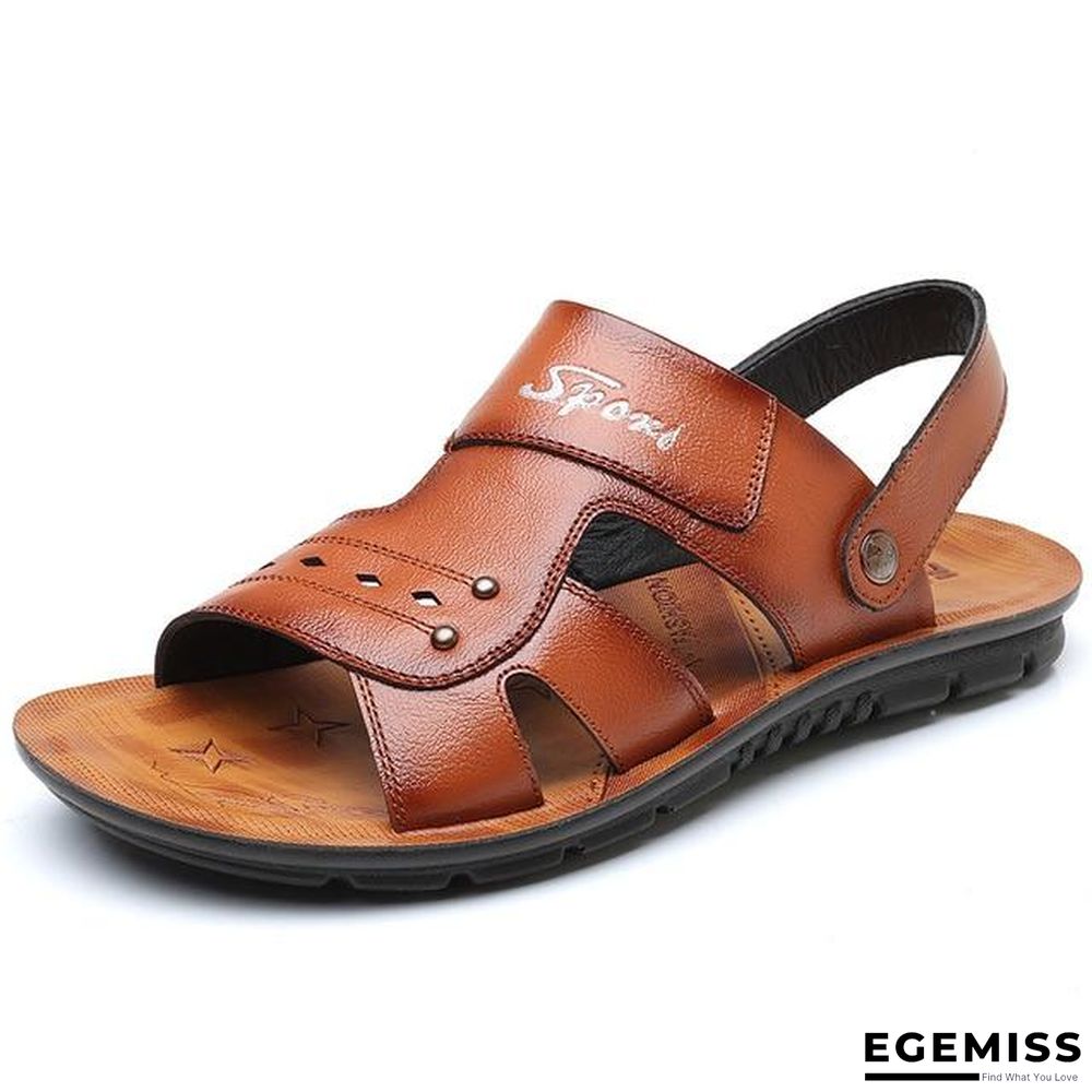 Big Size Men's Genuine Leather Sandals Non-Slip Slippers Flats Beach Shoes | EGEMISS
